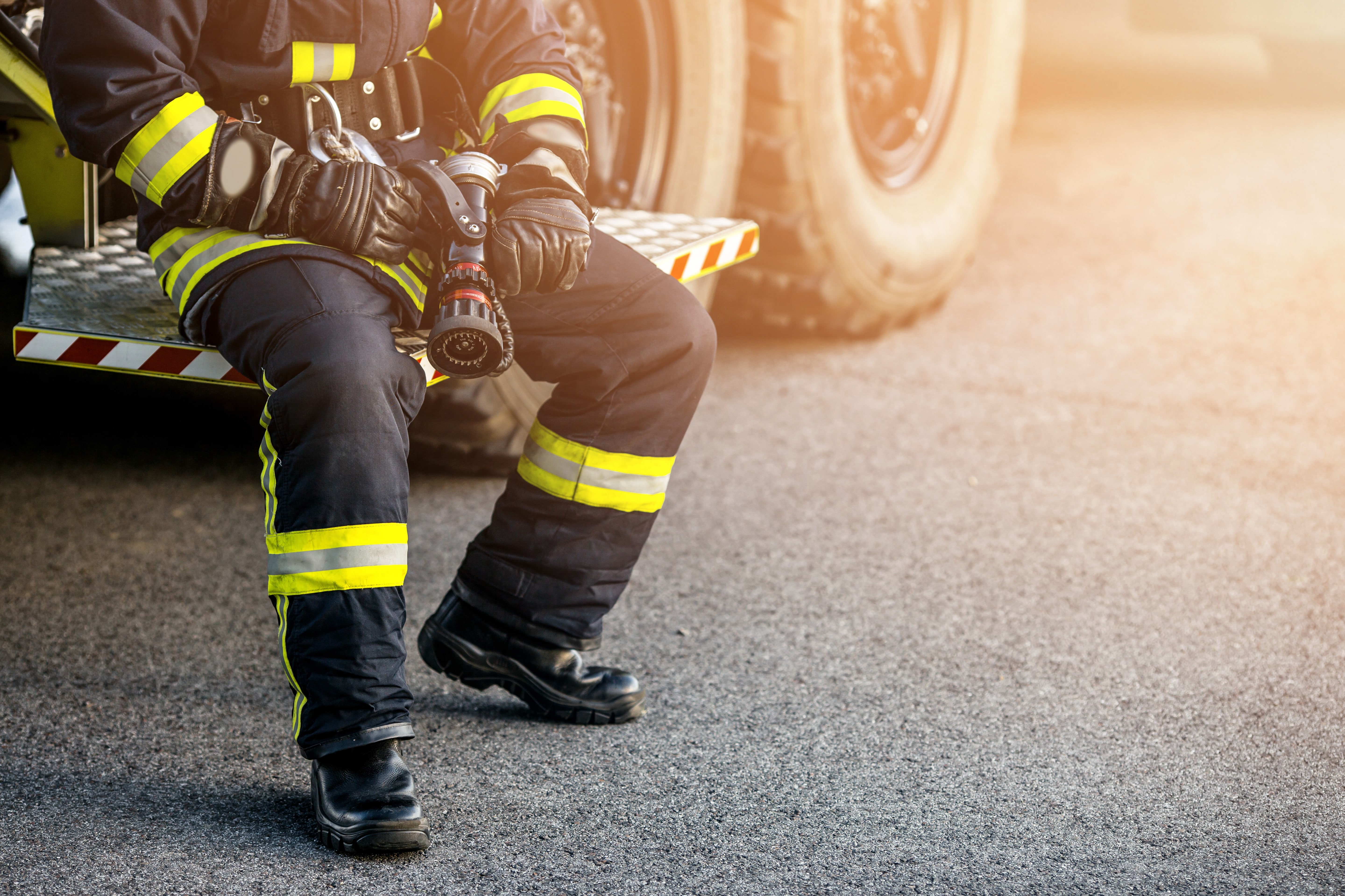 Close up of a firefighter in uniform