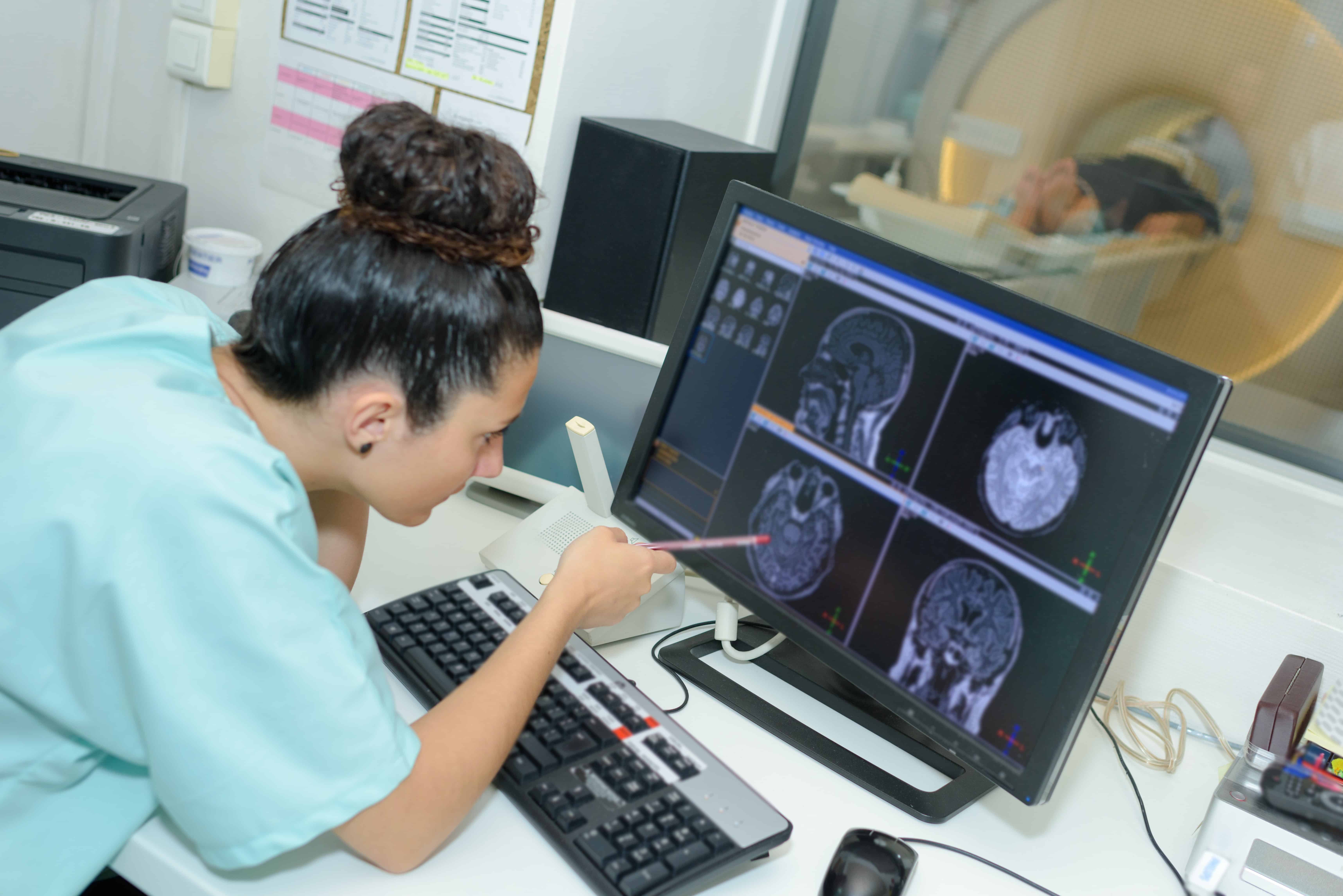 Radiologist monitoring an exam