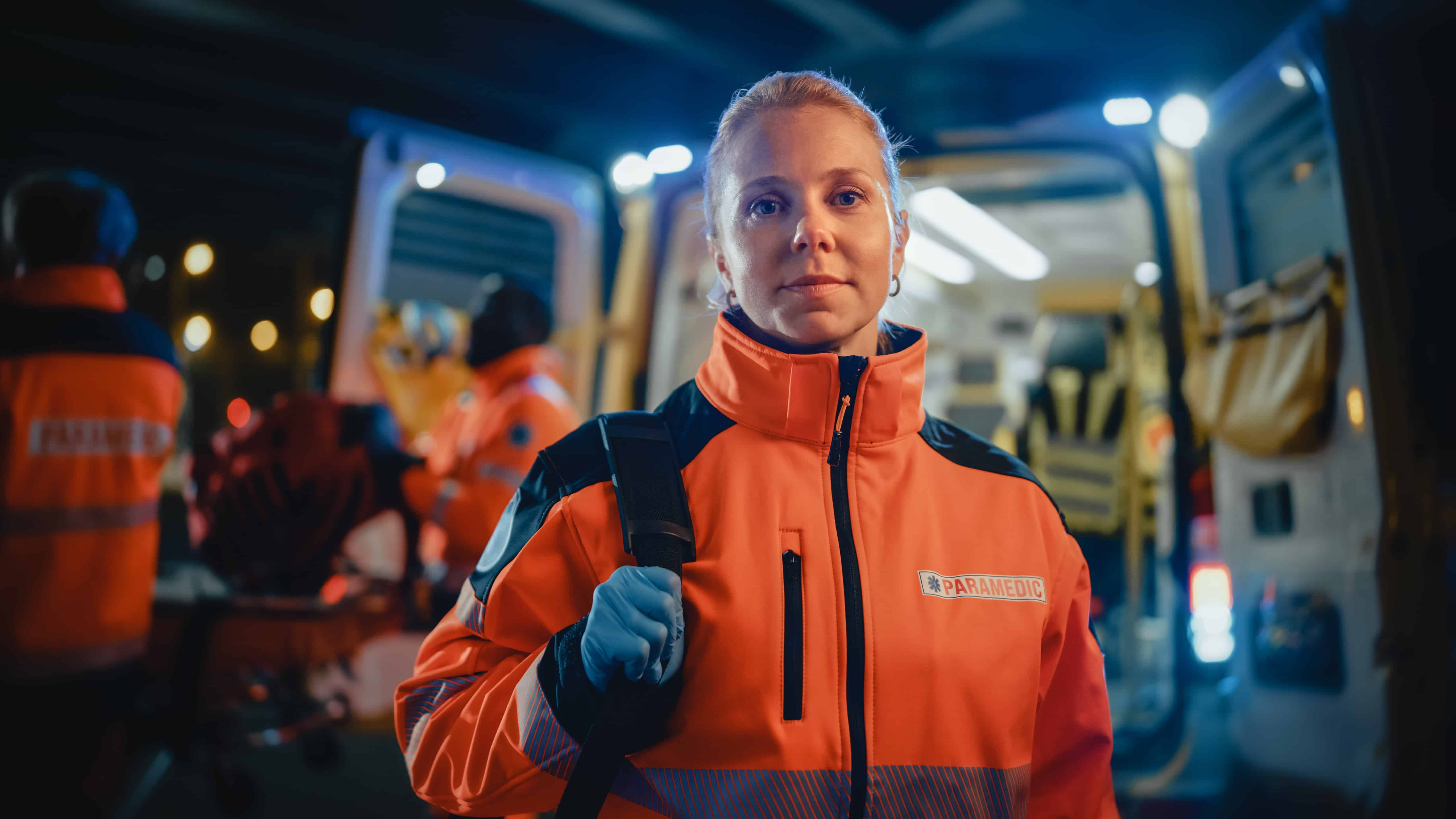 Close up of a female paramedic