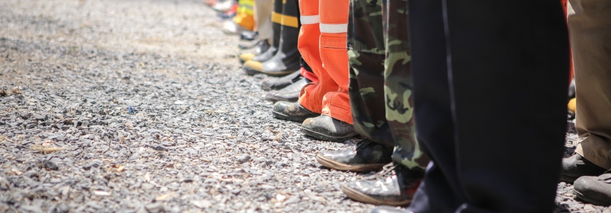 Row of EMS professionals for emergency response