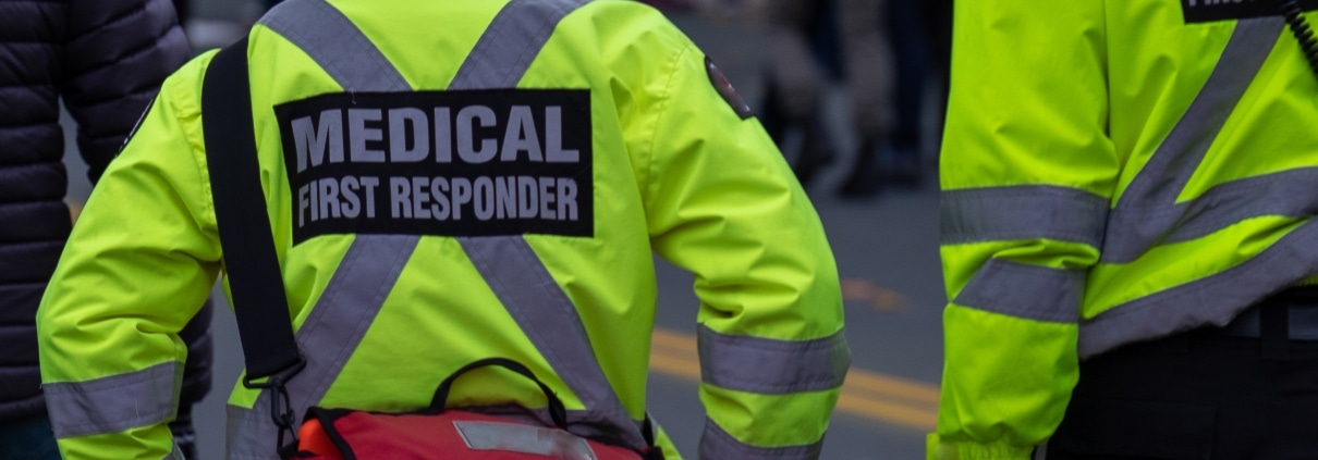 Close up of medical first responders