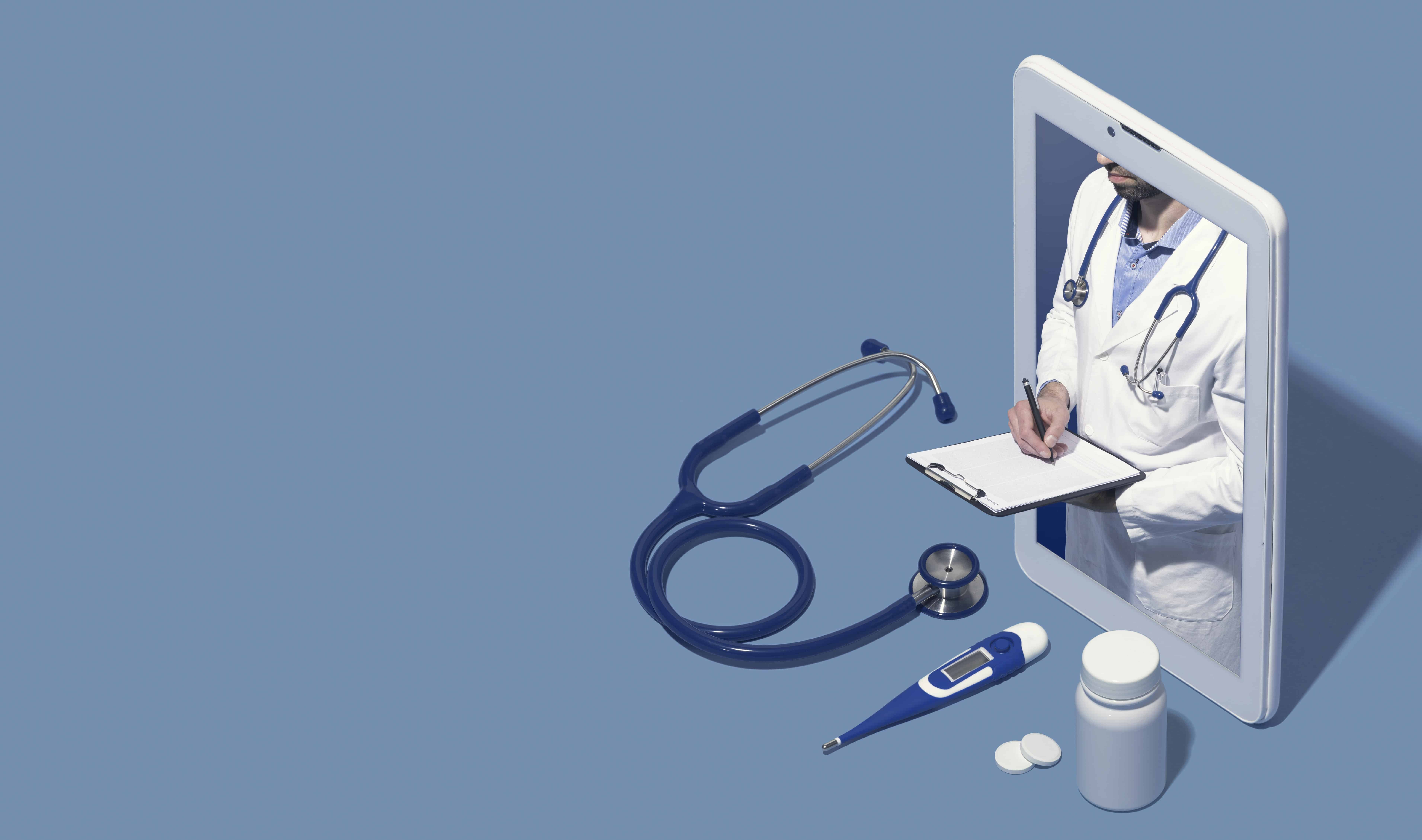 Concept of telemedicine with a doctor in a smartphone