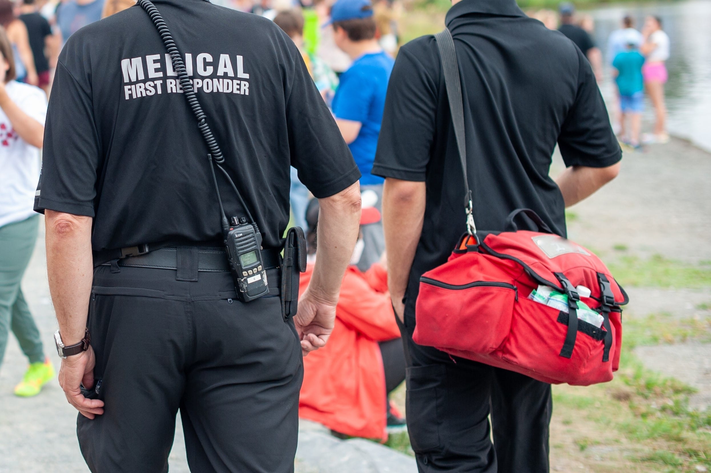 Close up of medical first responders